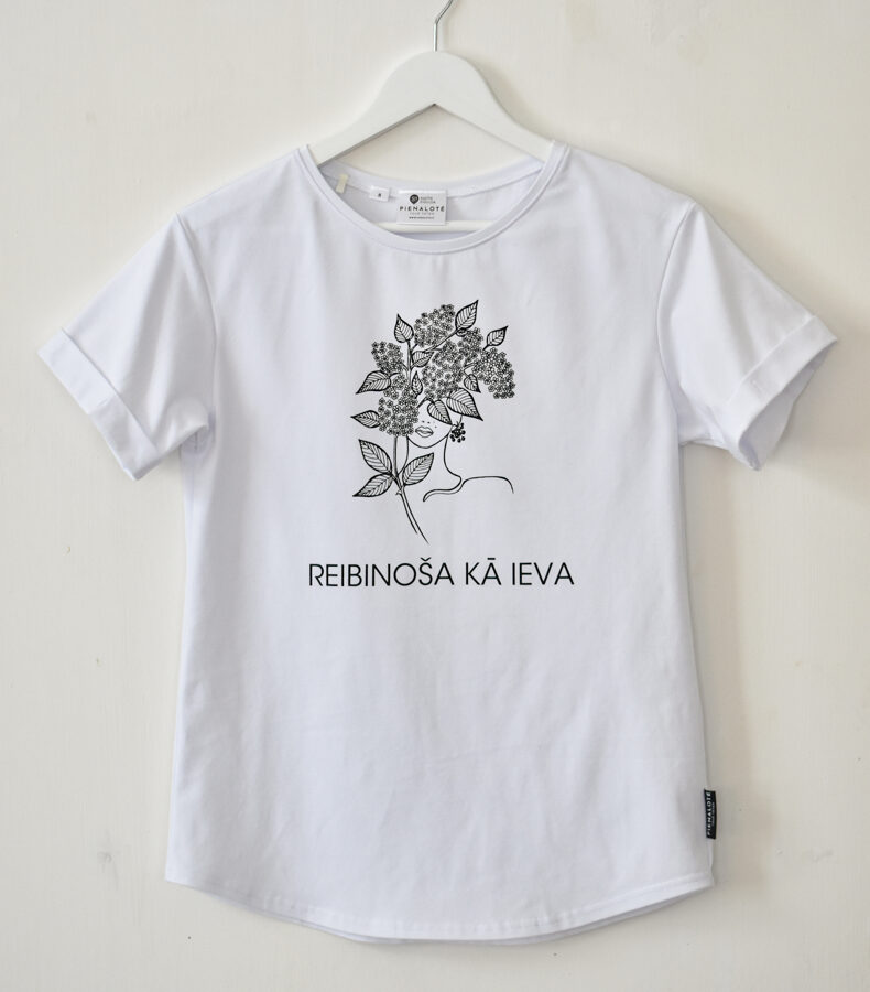 "REIBINOŠA KĀ IEVA", sieviešu T-krekls ar apdruku (regular fit)