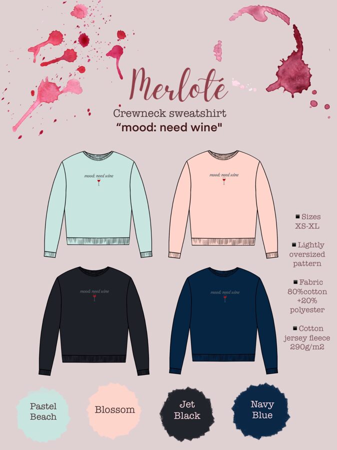 Women sweater "mood: need wine"