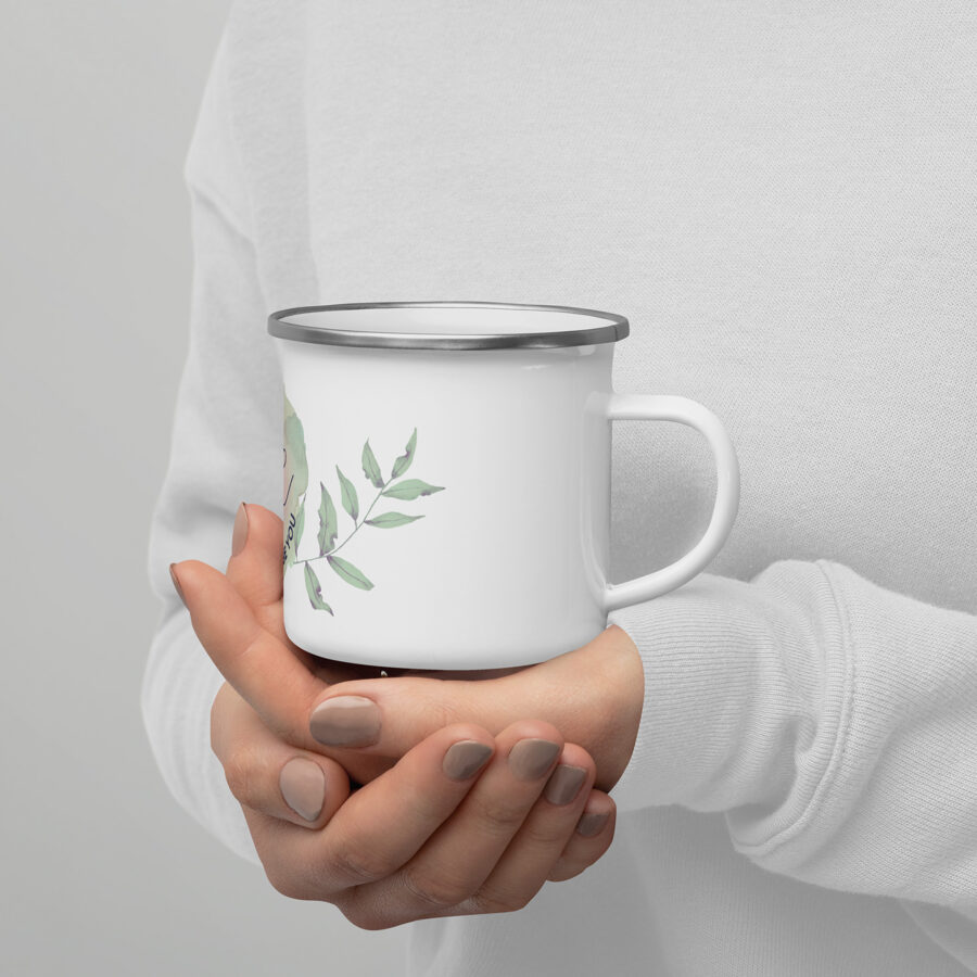 BE YOU - white enamel mug with inspirational design