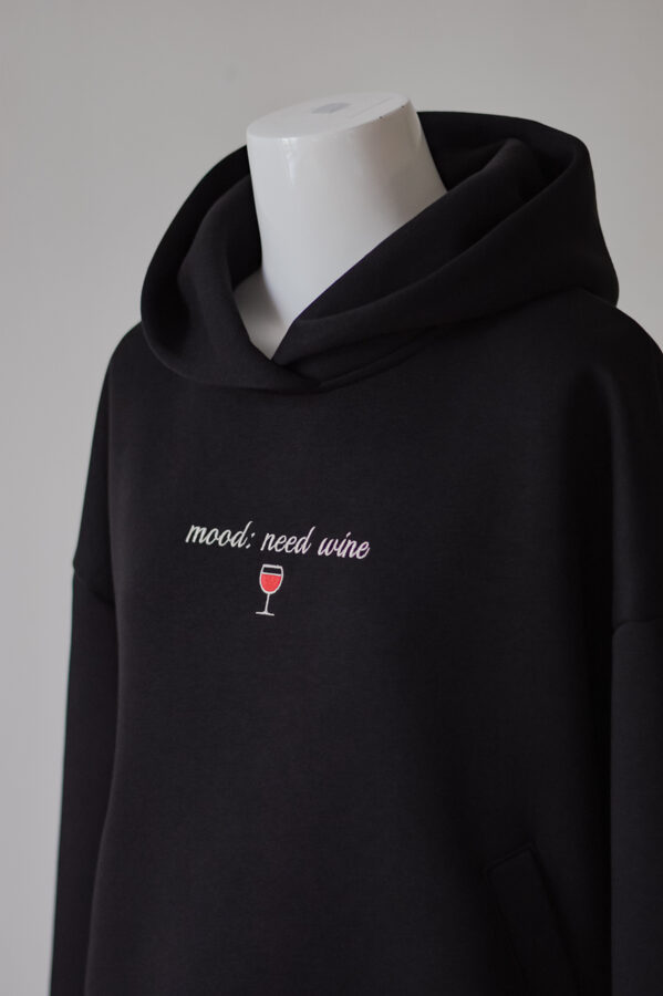 Ladies hoodie-sweater "mood: need wine"